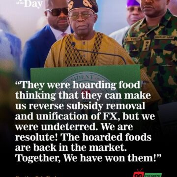 They were hoarding food thinking that they can make us reverse subsidy removal and unification of FX, but we were undeterred.