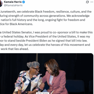 Juneteenth: “I Was Proud To Co-Sponsor A Bill To Make This Day A Federal Holiday”- Former U.S Vice President Kamala Harris