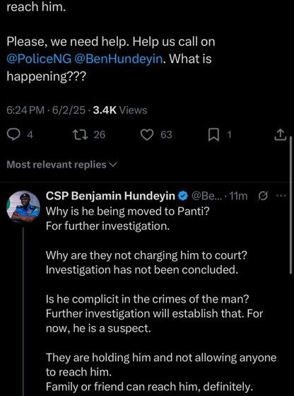 Man Calls Out Nigeria Police On X For Whisking Off An Alleged Suspect To Panti SCIID Instead Of Charging Him To Court Over Claimed Crime
