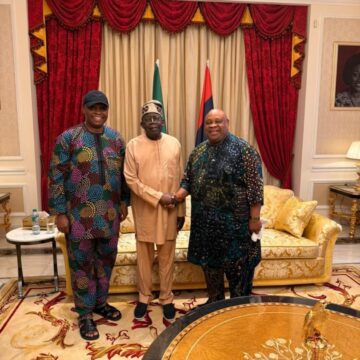 Photo story: President Tinubu Receives Osun State Governor, Nigerian Business Magnate And His Musician Son, At His Lagos Resident