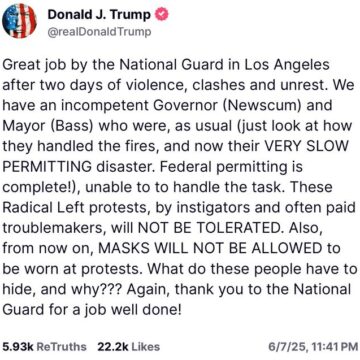Donald Trump On Los Angeles Riot Says Governor And Mayor Are ‘Incompetent’ Praise National Guard
