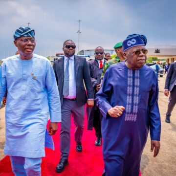 Photos: Lagos State Governor Sanwo-olu Sees President Tinubu Off,  As He Departs Lagos For Abuja
