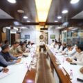 Photo: India P.M Narendra Modi Chairs A Review Meeting At Ahmedabad Airport With Top Authorities