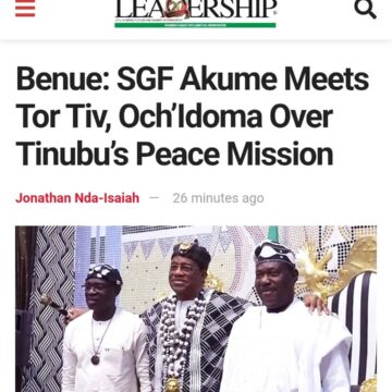 WhatsApp Image 2025-06-22 at 20.55.31_575bd832 The high-level meeting, held in Benue State, followed a directive by President Bola Tinubu to urgently constitute a strategic peace committee aimed at addressing the root causes of violence in Benue and charting a path toward lasting reconciliation and stability.