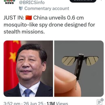 WhatsApp Image 2025-06-26 at 19.36.06_9d83d3d2 JUST IN: 🇨🇳 China unveils 0.6 cm mosquito-like spy drone designed for stealth missions.