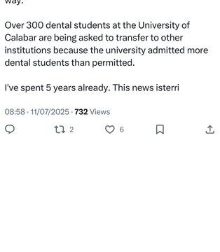 UNICAL To Graduate 10 Out Of 300, Provost Tells Final Year Dentistry Students To Go Learn A Trade After School Management Admit Overboard.