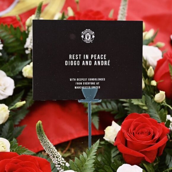 Bruno Fernandes, Diogo Dalot And Ruben Amorim Laid Tribute To Diogo Jota And Andre Silva, On Behalf Of All At Manchester United.