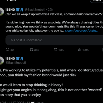 Screenshot (110) Uniben Physics First Class Graduate Narrates Journey Into The Fashion Industry, Silenced Derogatory Commenters Boxing Brilliancy Into ‘White Collar’ Mode.