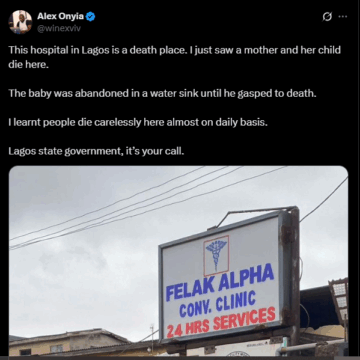 Screenshot (228) Educare CEO Alex Onyia Draws Government Attention To A Convalescent Clinic In Lagos, Accusing It Of Negligence And Murder