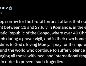 Pope Leo XIV Show Solidarity With Victims Of Violence While Calling Those With “Local And International Responsibility, To Collaborate In Order To Prevent Such Tragedies.”