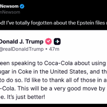 X: California Governor Gavin Newsom Disses President Trump’s Coke Post Over Epstein File