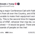 Trump Bashes AT&T’s Service After Line Dropped Twice While Trying To Call Faith Leaders Telecommunication Company Claims Their Network Was Fine