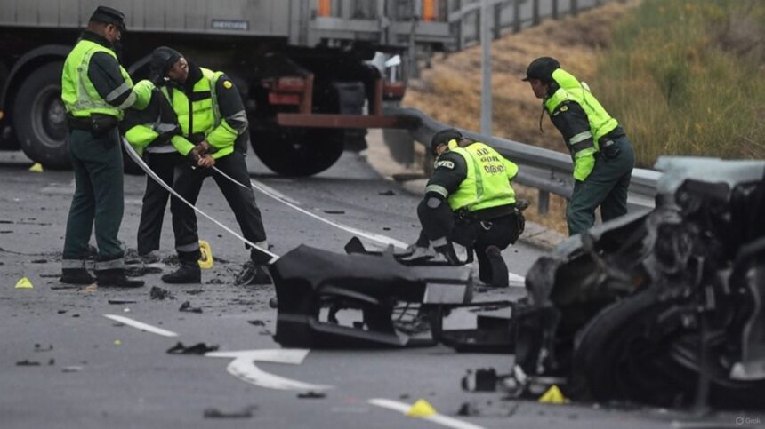 Crash Site Of Liverpool’s Diogo Jota’s Accident After His Lamborghini Careered Off A Road In Zamora In Northern Spain.