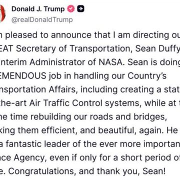 U.S. President Trump Names Transportation Secretary Sean Duffy As Interim NASA Administrator