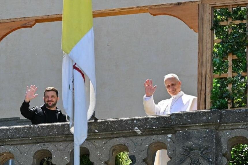 Ukrainian President Zelensky Meets With Pope Leo XIV At The Pope’s Summer Residence Near Rome.
