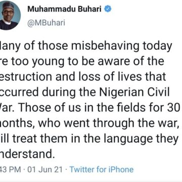 Former Nigerian President Buhari’s Old Tweet To Repeat The Civil War Surfaced After His Demise