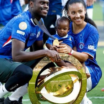 Photo: Benoit Badiashile And His Wife.