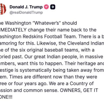 Trump Threatens Washington And Cleveland Guardians To Revert To Native American Names, Stresses He Will Block A New Stadium Deal