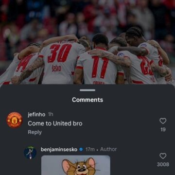 Benjamin Šeško Responds To A Manchester United Fan Asking Him To Join The Club.