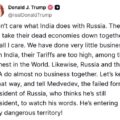US President Donald Trump Issues Warning To Russia’s Dmitry Medvedev, Advices Him To “Watch His Words”