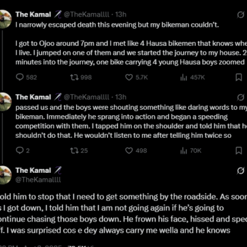 X: Man Narrates How He Escapes Death, While The Bike Rider Was Unable To