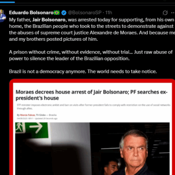 Screenshot (253) Former President Of Brazil Son Eduardo Bolsonaro, Described His Father’s House Arrest As “Raw Abuse Of Power To Silence The Leader Of The Brazilian Opposition.”