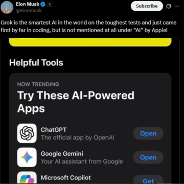 Elon Musk Still On Apple Not Adding Grok To Its App Store