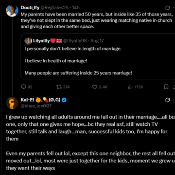 Screenshot (331) X: Netizens Discuss Length Of Marriage Versus Health Of Marriage, Someone Opine Marriages Should Have Expiring Date