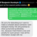 Lagos State PRO Benjamin Hundeyin, Advices Complaint To Report To Police Station Over Money Sent To An Unidentified Gender Who Blocks Him After Refusing To Show Up