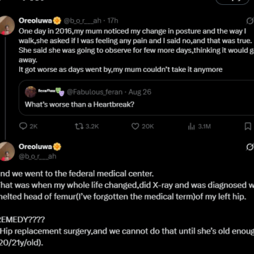 X: Lady Narrates Heart Breaking Story About Her “Melted Head Of Femur” Diagnosis