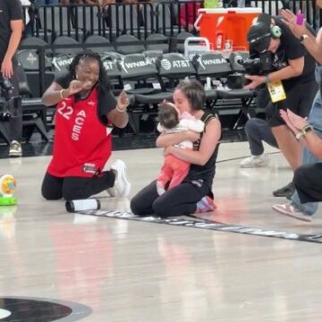 Video: Baby Took Her First Ever Steps To Win The Las Vegas Aces Baby Crawl Race.