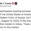 President Trump Announces He invites Vladimir Putin To US in respect of the Ukraine-Russia War ceasefire Summit
