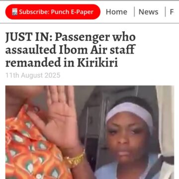 Comfort Emmanson, the passenger accused of assaulting airline officials aboard an Ibom Air flight from Uyo to Lagos, has been charged to court and remanded in Kirikiri Correctional Centre in Lagos.