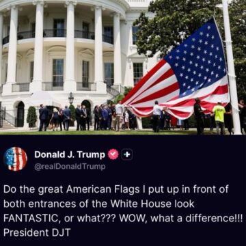Trump Expresses Pride In The America Flags At The Front Of The White House, As He Prepares To Welcome European Leaders