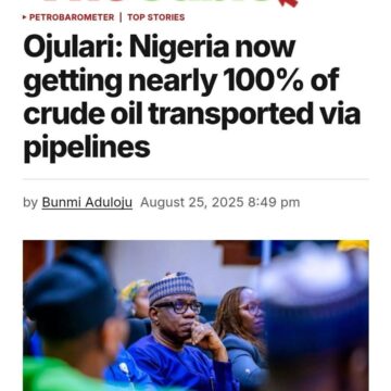 WhatsApp Image 2025-08-26 at 18.26.49_bdd3b2b1 Bayo Ojulari, group chief executive officer (GCEO) of Nigerian National Petroleum Company (NNPC) Limited, says the country has attained nearly 100 percent pipeline and terminal crude oil receipts due to the support of the security forces and intelligence agencies.