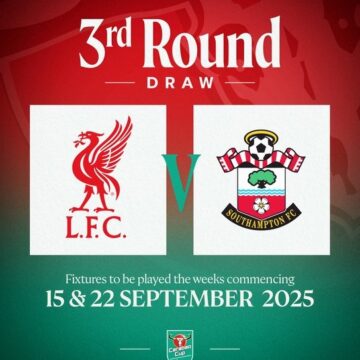 “We Will Host Southampton In The Third Round Of The Carabao Cup”—Liverpool Football Club Announces