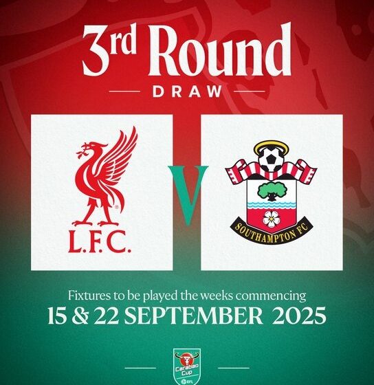 “We Will Host Southampton In The Third Round Of The Carabao Cup”—Liverpool Football Club Announces
