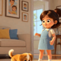 Grok Imagine: Little Girl Playing With Her Puppy