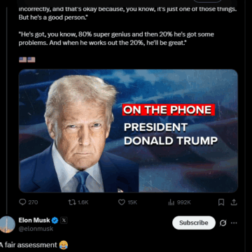 Screenshot (435) Trump Says Elon Musk Is 80% Super Genius With 20% Problem, The Tesla CEO Accept The Assessment Of Him As “Fair”