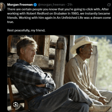 Hollywood Actor Morgan Freeman, Pays Tribute To American Director And Producer Robert Redford, Who Died In His Sleep At His Home In Sundance, Utah, At The Age Of 89