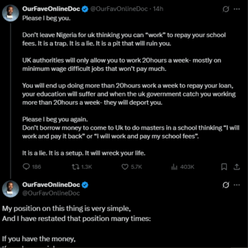 Screenshot (555) Abroad Based Nigerian Physician Dr. Olufunmilayo Ogunsany Dishes Out Advice To Those Aiming To Migrate Via Student Visa, Not To Fall For The Trap As UK’s Tightens Visa Rules