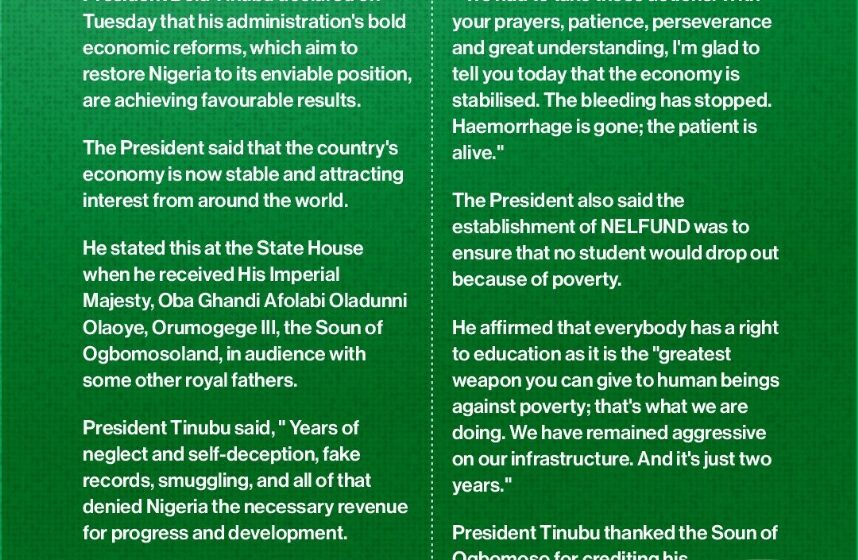 “In Just Two Years, Nigeria Is Now Respected Globally”—President Tinubu