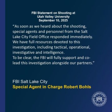 FBI Statement On Conservative Activist Charlie Kirk’s Shooting
