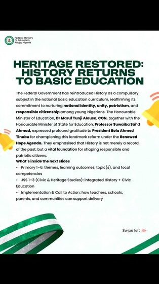 Federal Ministry Of Education Reintroduces Nigerian History As A Compulsory Subject In The Basic Education Curriculum