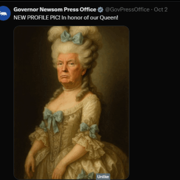 California Governor Newsom Mocks President Trump, Calls Him  “Our Queen” In An AI Picture