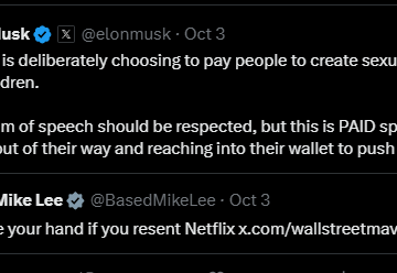 Elon Musk Accuses Netflix Of “Deliberately Choosing To Pay People To Create Sexualized Content For Children”
