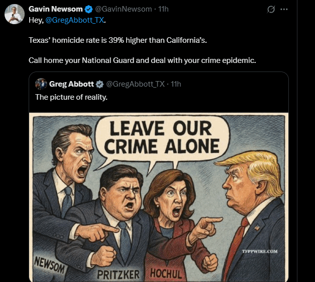 “Texas’ Homicide Rate Is 39% Higher Than California’s.”—Newsom Reacts To Governor Abbott’s Depiction Of California, Illinois And New York Crime Stance Against National Guard Deployment