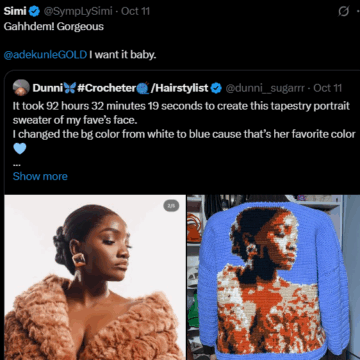 Screenshot (632) Nigerian Artist And Song Writer SymplySimi Reacts To Her Picture On Crocheter’s Creative Work, Calls Musician Husband, Adekunle Gold’s Attention To It