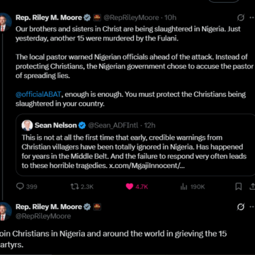 Screenshot (634) American Rep. Riley Moore Sympathizes With Families Of Victims Of Fulani Herdsmen Attack, Calls Out Nigerian President Tinubu Genocide