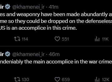 Iranian Supreme Leader Ayatollah Ali Khamenei Accuses U.S Of Gaza War Crimes